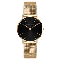 Zegarek damski złoty bransoletka złoty czarna tarcza klasyczny uniwersalny