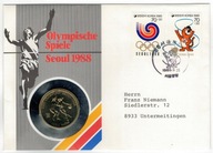 Korea Południowa 1988 Datownik Znaczki + moneta sport Olimpiada igrzyska