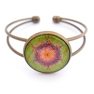 Bransoletka szeroka boho art mandala vintage retro
