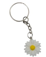 Brelok kwiatek stokrotka biała do kluczy plecaka piórnika torebki i walizki