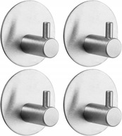 4x Wieszak Samoprzylepny Haczyk na Ręcznik Srebrny Loft Okrągły Taśma 3M