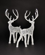 Zestaw 2 szt. Świąteczne Jelonki Figurki Dekoracyjne Styl Ażurowy