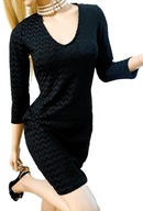 MOHITO czarna kobieca sukienka z dekoltem rękaw 3/4 gothic S