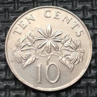 *SINGAPUR [0792]*10 Centów 1986 (Ten Cents) Rośliny: Calliandra surinamska