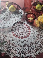 Obrus serwetka serweta okrągłe cacko szydełkowe rękodzieło beż śr90