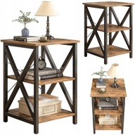 STOLIK KAWOWY INDUSTRIALNY KWADRATOWY DREWNIANY PÓŁKA RETRO SZAFKA LOFT