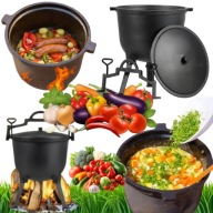 KOCIOŁEK ŻELIWNY 10L MYŚLIWSKI WĘGIERSKI GARNEK NA OGNISKO GRILL PIECZONKI