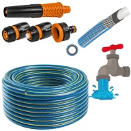 WĄŻ OGRODOWY 1/2 30m 4-WARSTWY ZBROJONY ZESTAW ZRASZACZ ZŁĄCZKI BRADAS