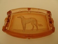 Stara popielnica Art Deco, szkło rozalinowe, popielnica vintage, retro