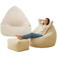 SZTRUKSOWY BOHO WOREK SAKO PUFA FOTEL SIEDZISKO CRONEN 100X75CM +PODNÓŻEK