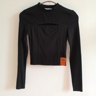 Crop top Sixth June 34 bluzka z rozcięciem ładny dekolt longsleeve (147)