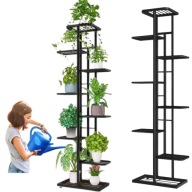 KWIETNIK STOJĄCY METALOWY CZARNY 8 PÓŁEK WYSOKI NA KWIATY STOJAK