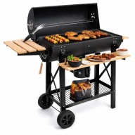 Grill węglowy ogrodowy duży pokrywa regulacja powietrza mobilny stalowy