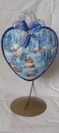 Bombka serce ręcznie zdobiona 15 CM decoupage SD38
