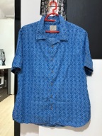 Y Koszula White Stuff niebieska artystyczne białe koła bawełna XL