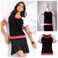 Bluzka tunika 34 XS koszula krótki rękaw T shirt kolorowa czarna