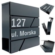Duża Skrzynka Na Listy Z Numerem Domu Antracyt Wyżłobiony Numer Domu