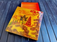 PUDEŁKO LAKA SZKATUŁKA Z LAKI CHINY JAPONIA LATA 60-TE - SYGNATURA