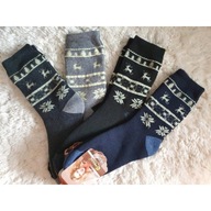 SKARPETY DŁUGIE NORWESKIE RENIFER RENIFERKI 4x święta gwiazda świąteczne