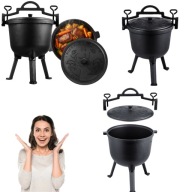 KOCIOŁEK GRILL ŻELIWNY 8L MYŚLIWSKI WĘGIERSKI TRÓJNÓG NA OGNISKO DO ZUPY