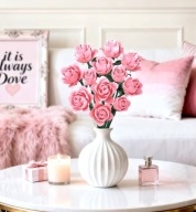 RÓŻOWY BUKIET RÓŻ Z KLOCKÓW PREZENT NA WALENTYNKI DZIEŃ KOBIET