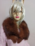 KOŁNIERZ szal futro LISA NATURALNEGO brązowego