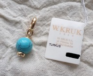 Zawieszka pozłacana z turkusem kulka