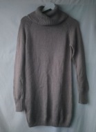 Sukienka beżowa dzianinowa z golfem - M/L