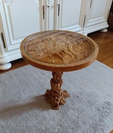 Stolik - wyjątkowy orientalny z alabastru szczegółowy vintage smoki gejsze