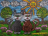 Gracjan Roztocki - Dwa koty PŁÓTNO 30 x 40 cm.
