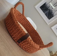 Okrągła Taca do serwowania ze sznurka z uchwytami handmade