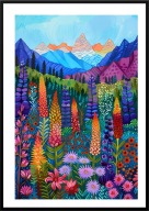 KOLOROWY PLAKAT OBRAZ A2 KOLOROWE GÓRY GÓRSKI KRAJOBRAZ POLNE KWIATY WRZOSY