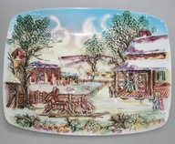 MAJOLIKA STARA PATERKA ZE SCENKĄ 3D