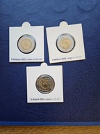 Zestaw 5zł 2021-2023 mennicze w holderah z opisem