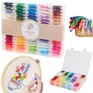 DUŻY ZESTAW NICI DO HAFTOWANIA W OZDOBNYM PUDEŁKU / 80 kolorów x 8 m