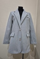 Płaszczyk jodełka szary melanż złote guziki uni