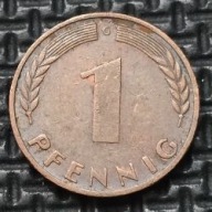 *NIEMCY [0205]*1 fenig 1950 *G* Niemcy Zachodnie (RFN) Kłosy, Liście dębu