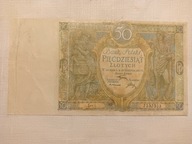 Stary banknot 50 zł 1925 r - klejony