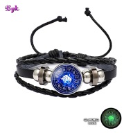 Skórzana bransoletka - Snap - Byk - regulowana wymienne oczka Świeci