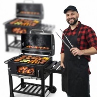 GRILL WĘGLOWY OGRODOWY RUSZT ŻELIWNY + PŁYTA ŻELIWNA + POKROWIEC DUŻY