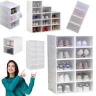 10X ORGANIZER PLASTIKOWE PUDEŁKO NA BUTY PRZEZROCZYSTE UCHYLNE ZESTAW