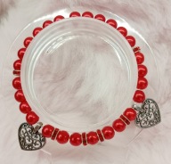 Bransoletka Red Perl Hearts Bracelet / 6423 Oliwia Kurowska, Kuba Kurowski