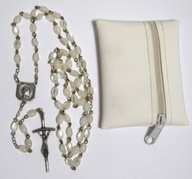 Różaniec białe perełki vintage retro naszyjnik mleczny