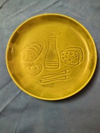 Talerz porcelitowy obiadowy zielony 20 cm vintage PRL