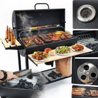 GRILL WĘGLOWY OGRODOWY 2 RUSZTY CHROMOWANE TERMOMETR POPIELNIK Z POKRYWĄ