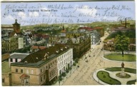 Elbląg (ELBING) - plac Fr. Wilhelma z pomnikiem - kolor - 1916
