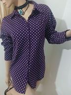 Bpc bawełniana elastyczna bluzka koszula fioletowa w groszki pin Up XL