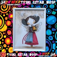 "Aniołek 3”, rys. tuszem i akrylem w ramce - Krzysztof Szala - Tychy