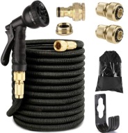 WĄŻ OGRODOWY 15M MOCNY ROZCIĄGLIWY ELASTYCZNY Z PISTOLETEM I ZŁĄCZKAMI