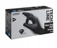 Rękawiczki nitrylowe MedaSEPT Max Grip czarne r. M 100 sztuk